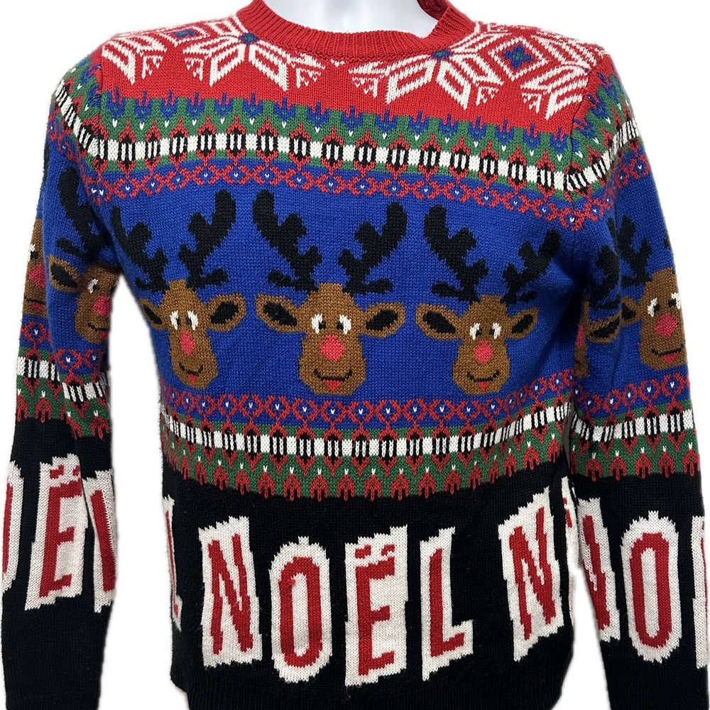 Forever 21 Reindeer Noel Sweater - Red, Blue, Black